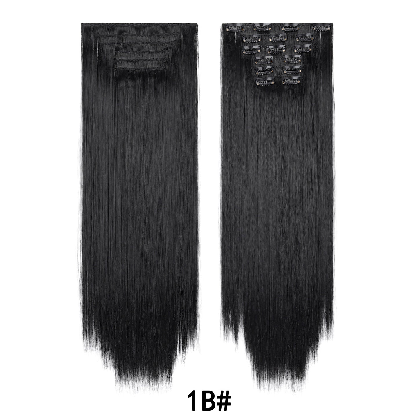 6-piece set of clip on hair extension long straight hair
