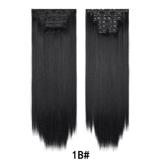 6-piece set of clip on hair extension long straight hair